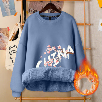 Autumn & Winter Round Neck White Cute Girly Jacket – Soft Casual Warm Outerwear for Women Arts Cloths