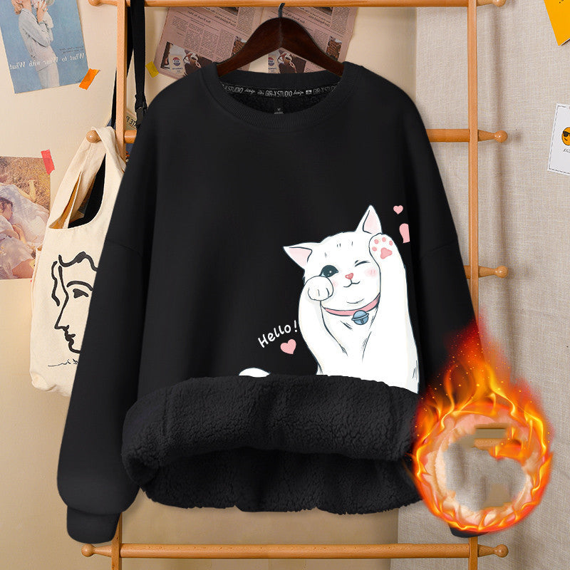 ArtsCloths Autumn and Winter Round Neck White Girly Jacket – Soft Casual Warm Outerwear for Women Arts Cloths