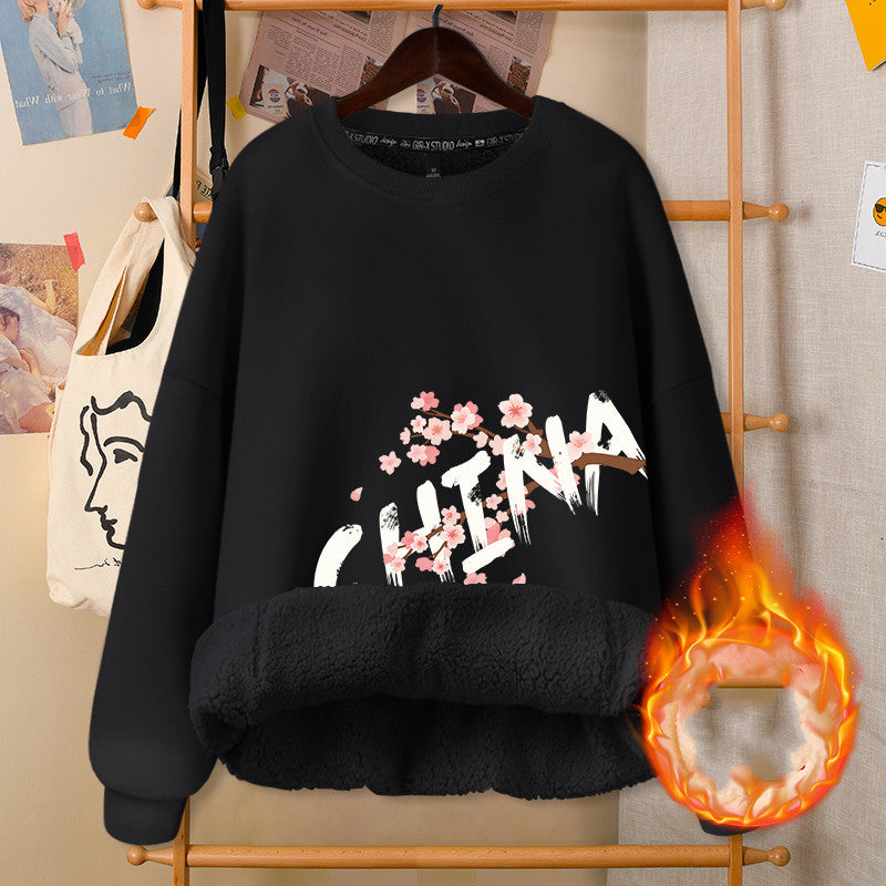 Autumn & Winter Round Neck White Cute Girly Jacket – Soft Casual Warm Outerwear for Women Arts Cloths