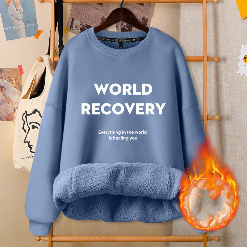 Autumn & Winter Round Neck White Cute Girly Jacket – Soft Casual Warm Outerwear for Women Arts Cloths