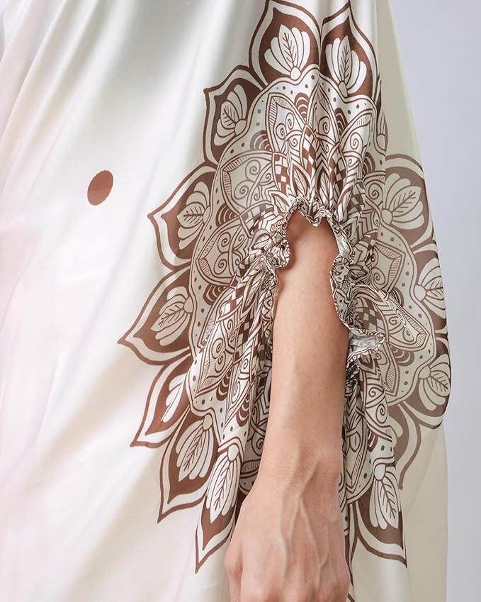 ArtsCloths Satin Silk Printed Kaftan Saree with Unstitched Blouse – Elegant Designer Saree Arts Cloths