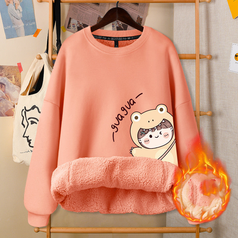 Autumn & Winter Round Neck White Cute Girly Jacket – Soft Casual Warm Outerwear for Women Arts Cloths