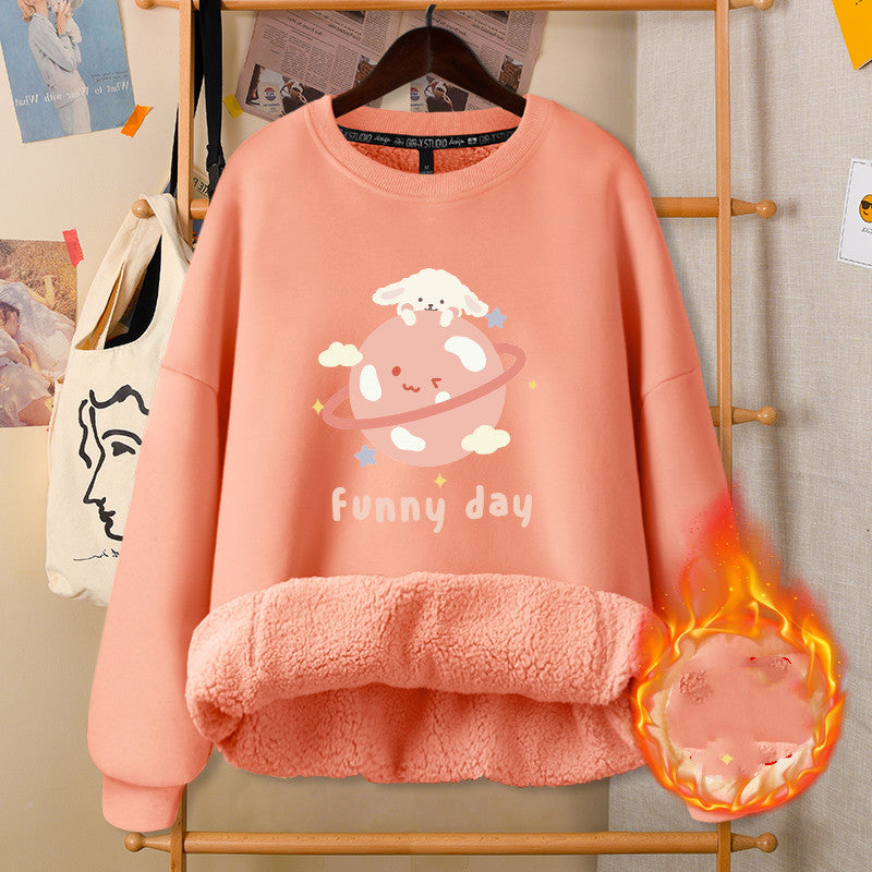 ArtsCloths Autumn and Winter Round Neck White Girly Jacket – Soft Casual Warm Outerwear for Women Arts Cloths