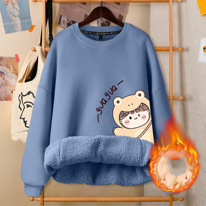 Autumn & Winter Round Neck White Cute Girly Jacket – Soft Casual Warm Outerwear for Women Arts Cloths