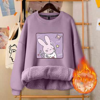 Autumn & Winter Round Neck White Cute Girly Jacket – Soft Casual Warm Outerwear for Women Arts Cloths