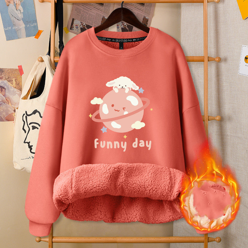 ArtsCloths Autumn and Winter Round Neck White Girly Jacket – Soft Casual Warm Outerwear for Women Arts Cloths