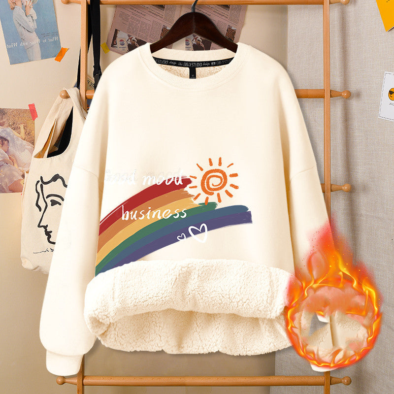 Autumn & Winter Round Neck White Cute Girly Jacket – Soft Casual Warm Outerwear for Women Arts Cloths