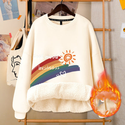 Autumn & Winter Round Neck White Cute Girly Jacket – Soft Casual Warm Outerwear for Women Arts Cloths